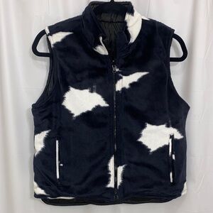 Reversible Cow Print 🐄 Black and White Puffer Vest Medium
